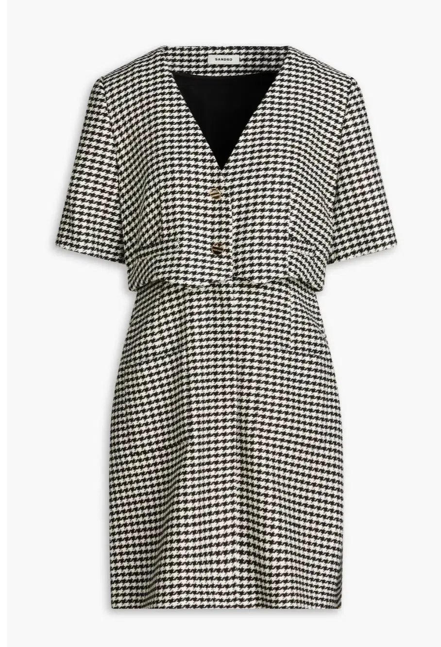 Sandro Houndstooth Tweed Mini Dress Black Size AU 8 photo 3
