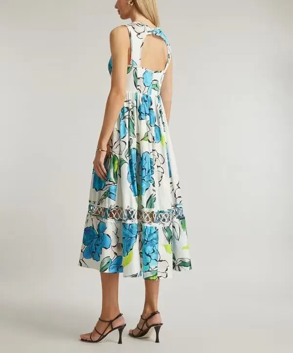 Aje Erika Cut Out Floral Midi Dress Size 14 photo 2