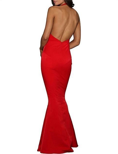 ELLE ZEITOUNE Sultry Halter Complimented by a Low Back Red Size 14 photo 2