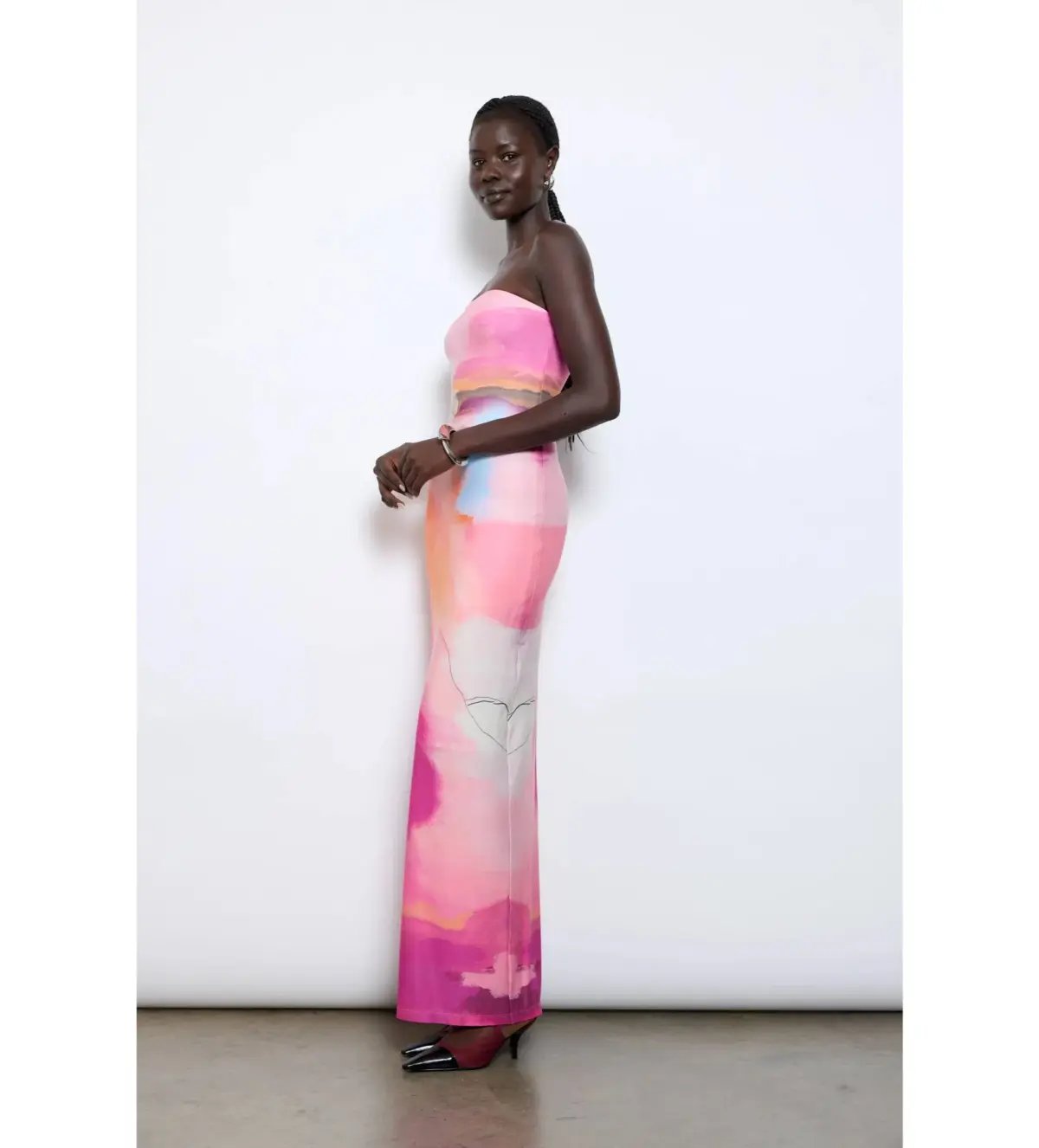 With Harper Lu - Strapless Slip Dress in Abstract Art Size AU 6 photo 3