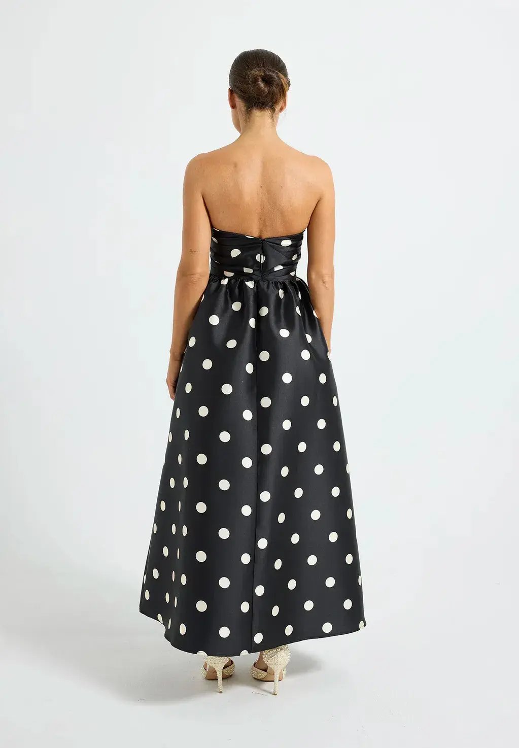 Pasduchas Dottie Strapless Midi Black/Cream Size 6 photo 2