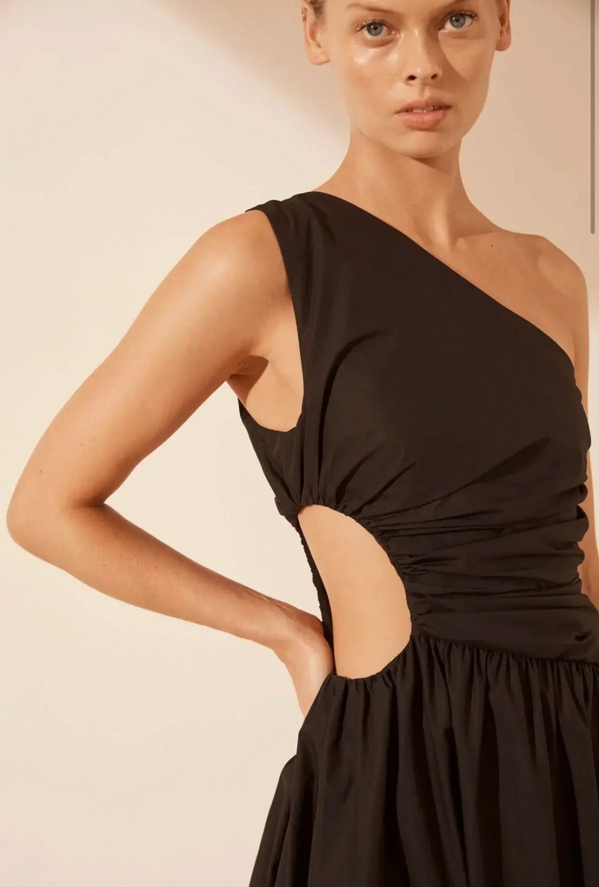 Shona Joy Josephine Asymmetrical Cut Out Maxi Dress in Black Size 8 photo 3