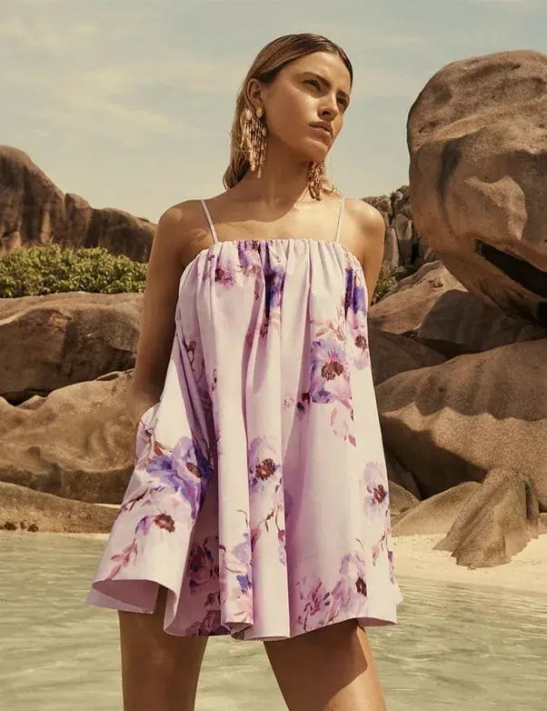 Zimmermann Lightburst Puff Mini Dress in Purple Floral Size 2 / AU 6 photo 4