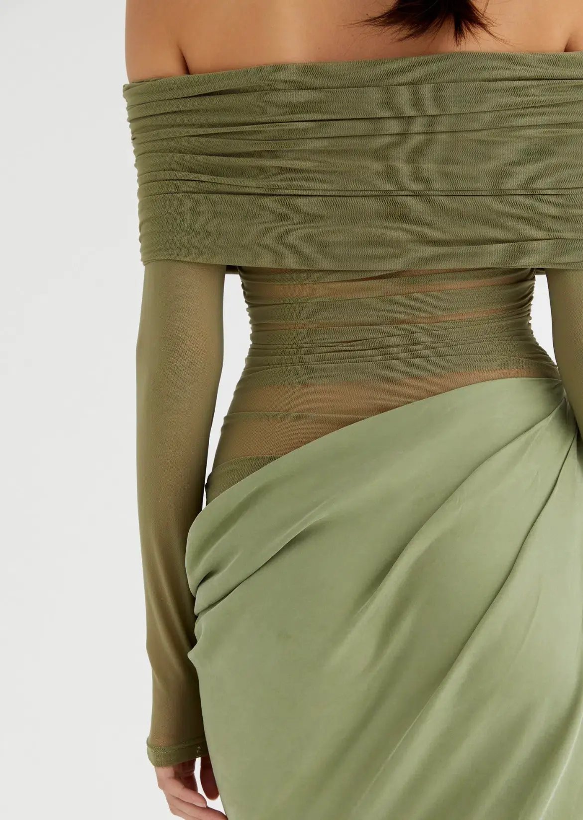 Benni Yasmin Off Shoulder Maxi Dress Pistachio Green Size 10 photo 4