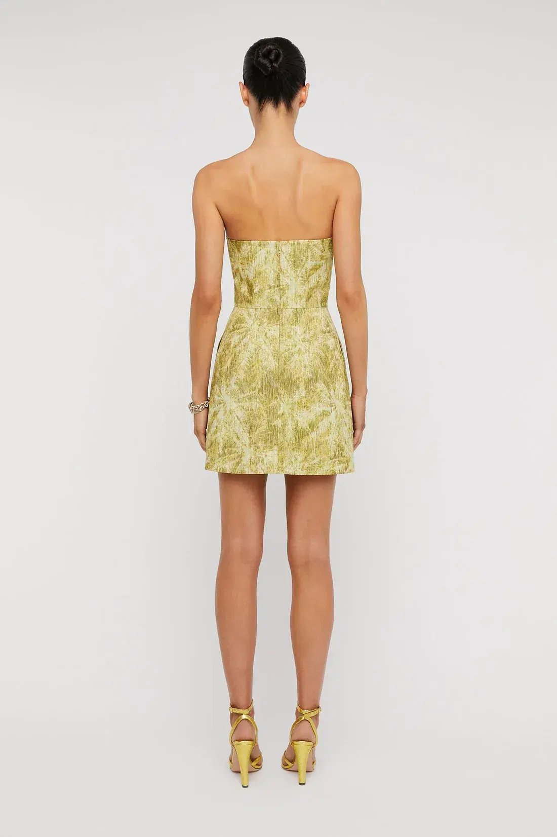 Scanlan Theodore Tinsel Linen Mini Dress Lime Size 10 photo 4