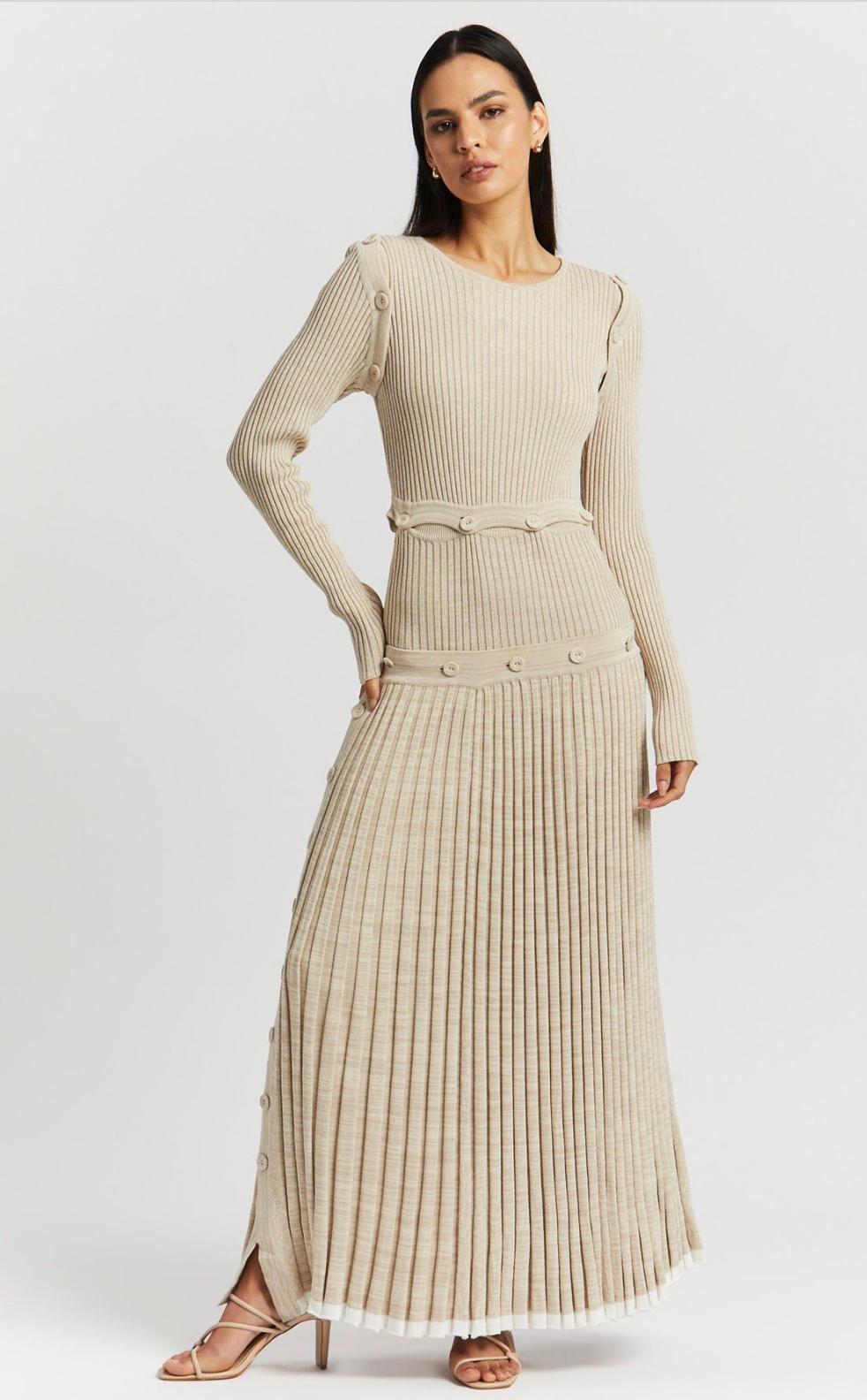 Christopher Esber Deconstruct Long Sleeve Knit Dress Cream Size 6 photo 4