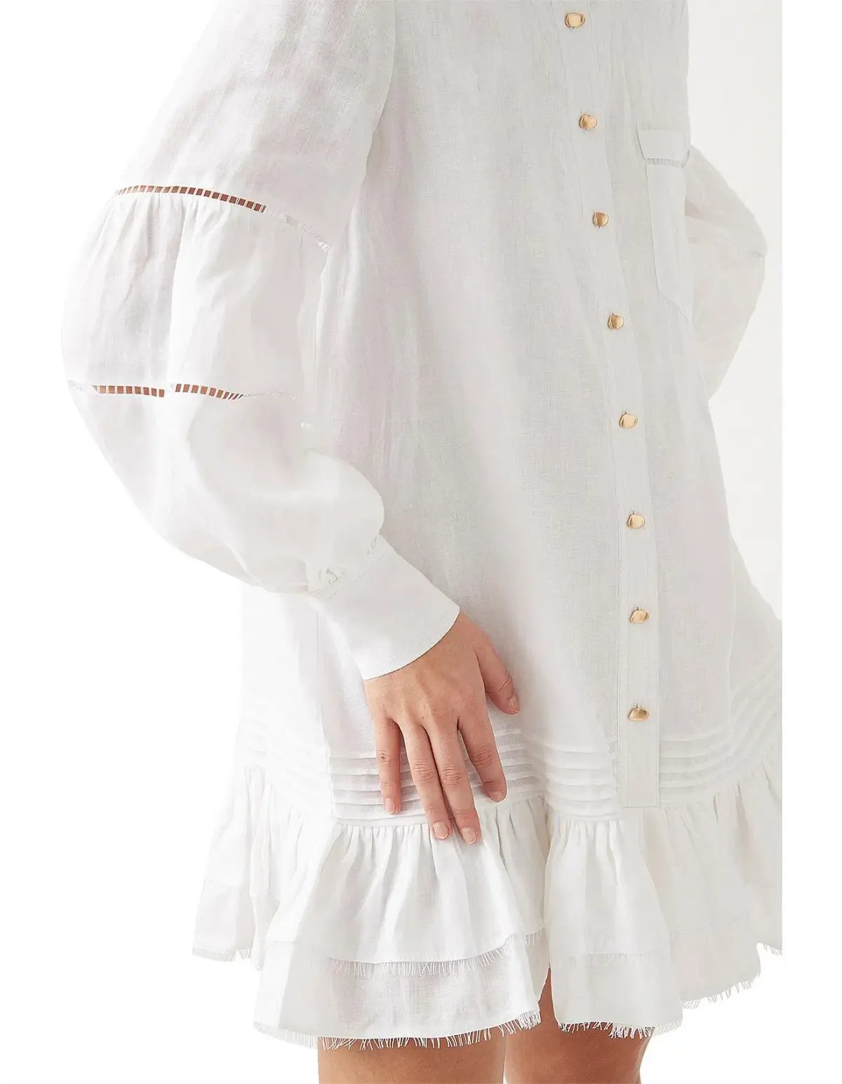 Aje Lotus Shirt Mini Dress Ivory Size 6 photo 5