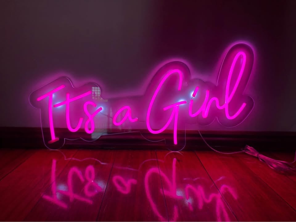Neon it’s a boy or girl signs for hire. Baby shower or announcement. Pick up Niddrie photo 8