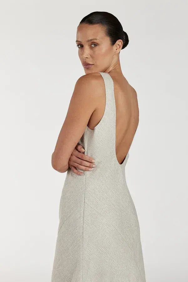 Dissh Lyra Natural Linen Midi Dress in Natural Size AU 12 photo 3