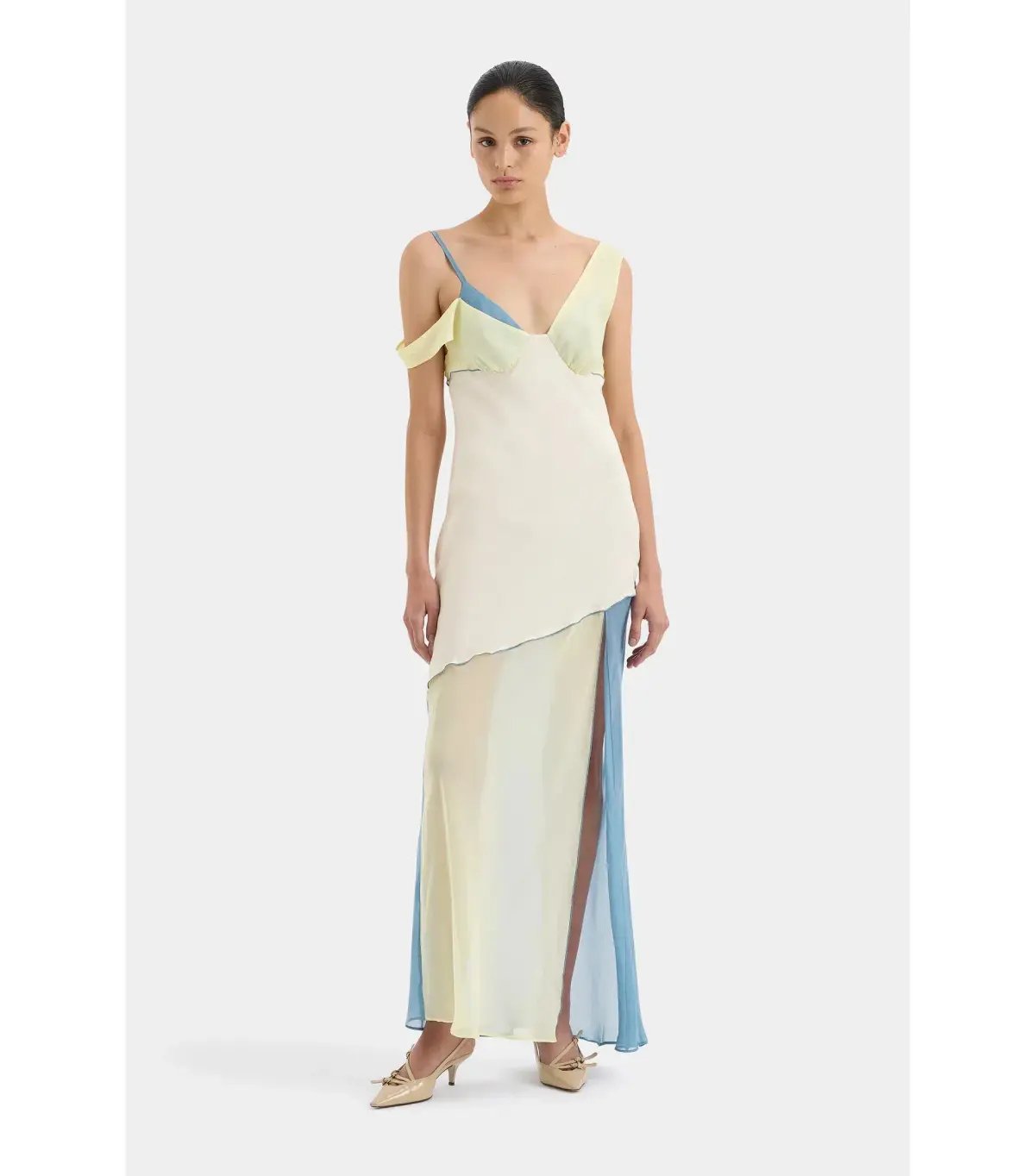 Sir The Label Thames Splice Midi Dress in Ecru Multi Size 0 / AU 6 photo 4