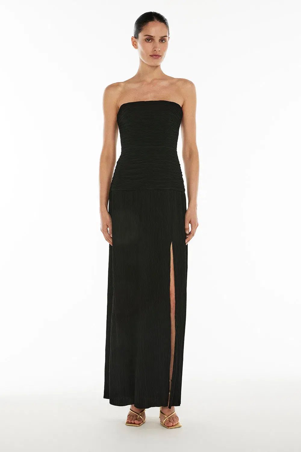 Manning Cartell Double Time Pleat Strapless Dress in Black Size 8 photo 4