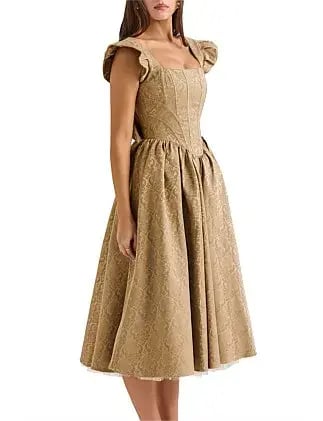 Norma Kamali HOUSE OF CB ALESSANDRA MIDI DRESS Gold Size 10 photo 2