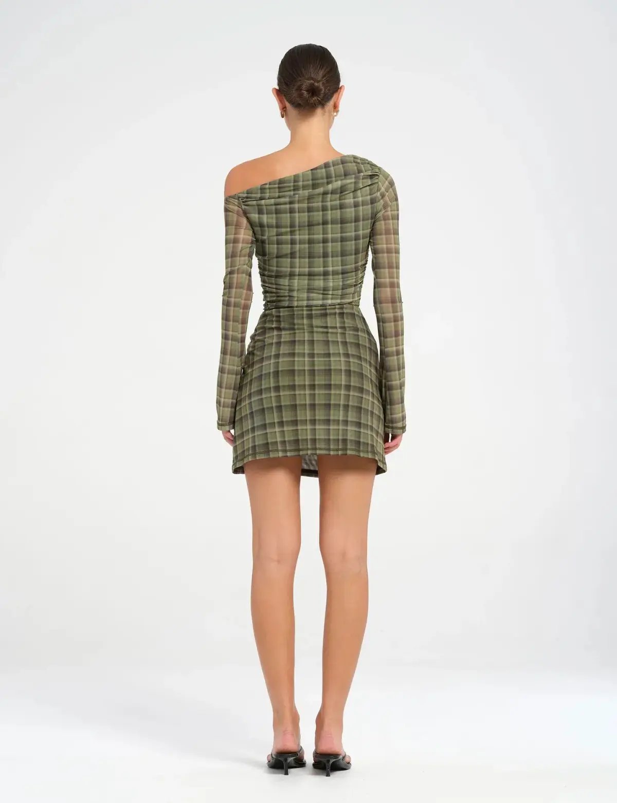 Benni Elijah Mini Dress Olive Check Size AU 8 photo 3