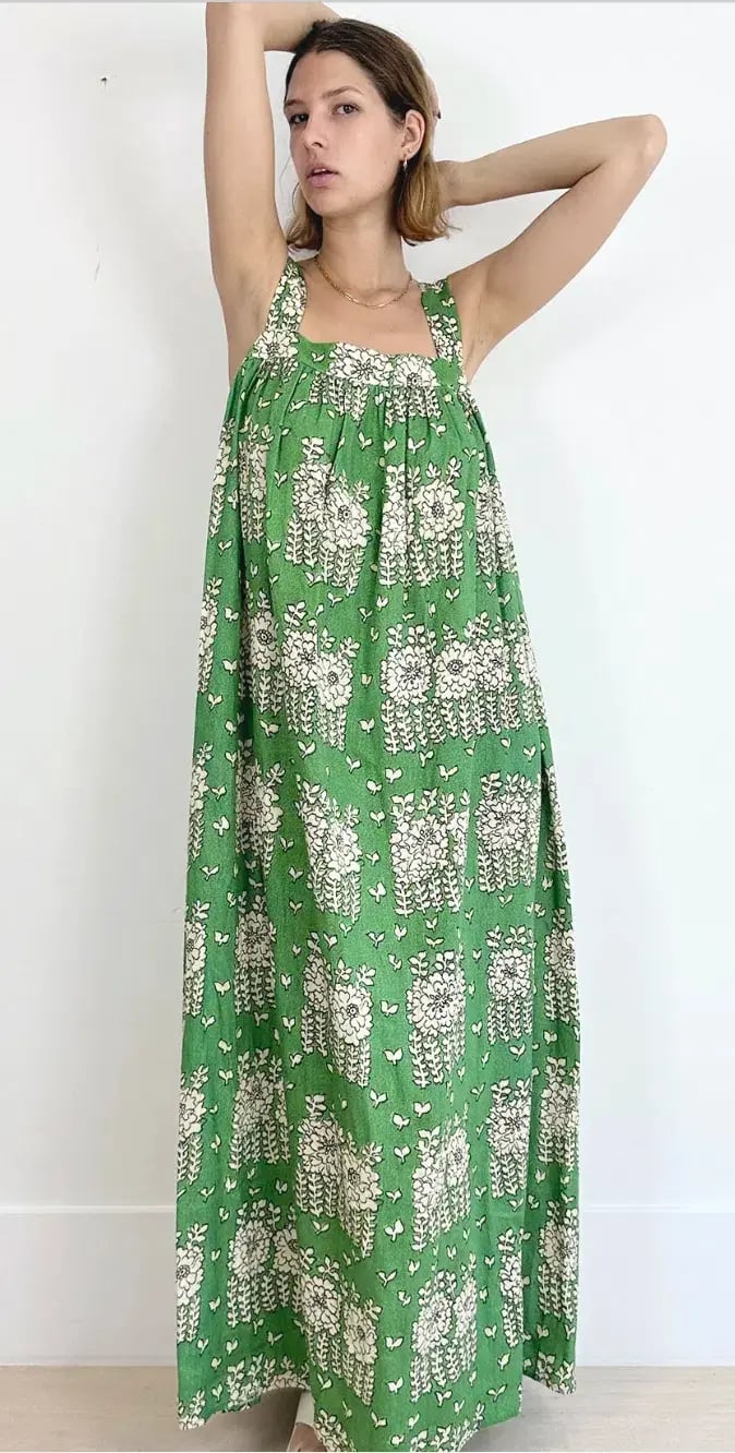 Oroton Posie Linen Maxi Dress Green Floral Size 8 photo 2