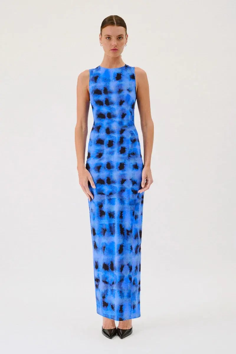 Suboo Shibori Sleeveless Reversible Twist Front Maxi Dress Blue Print Size S / AU 8 photo 3