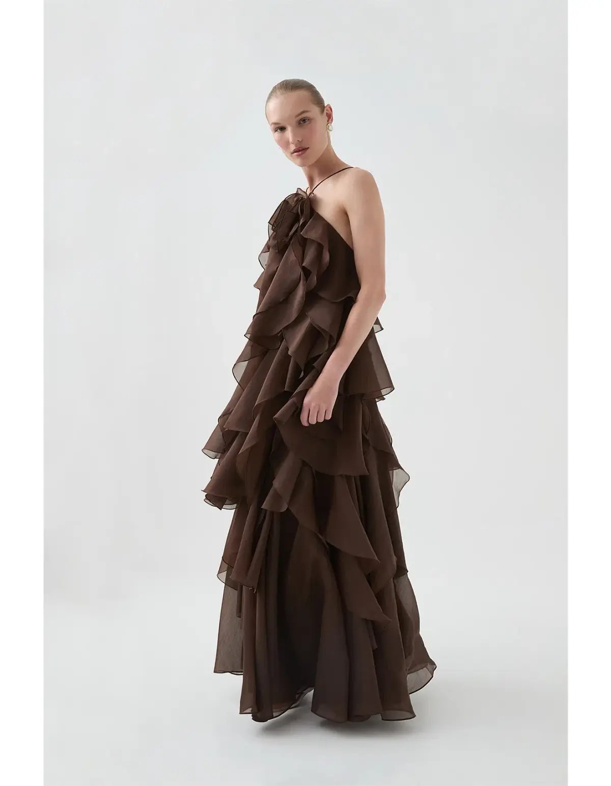 Aje Pandorea Layered Maxi Dress in Carob Brown Size AU 10 photo 2