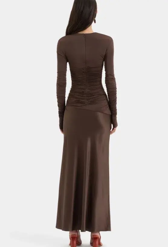 SIR Alessia Draped Gown Maxi Brown Size AU 10 photo 4