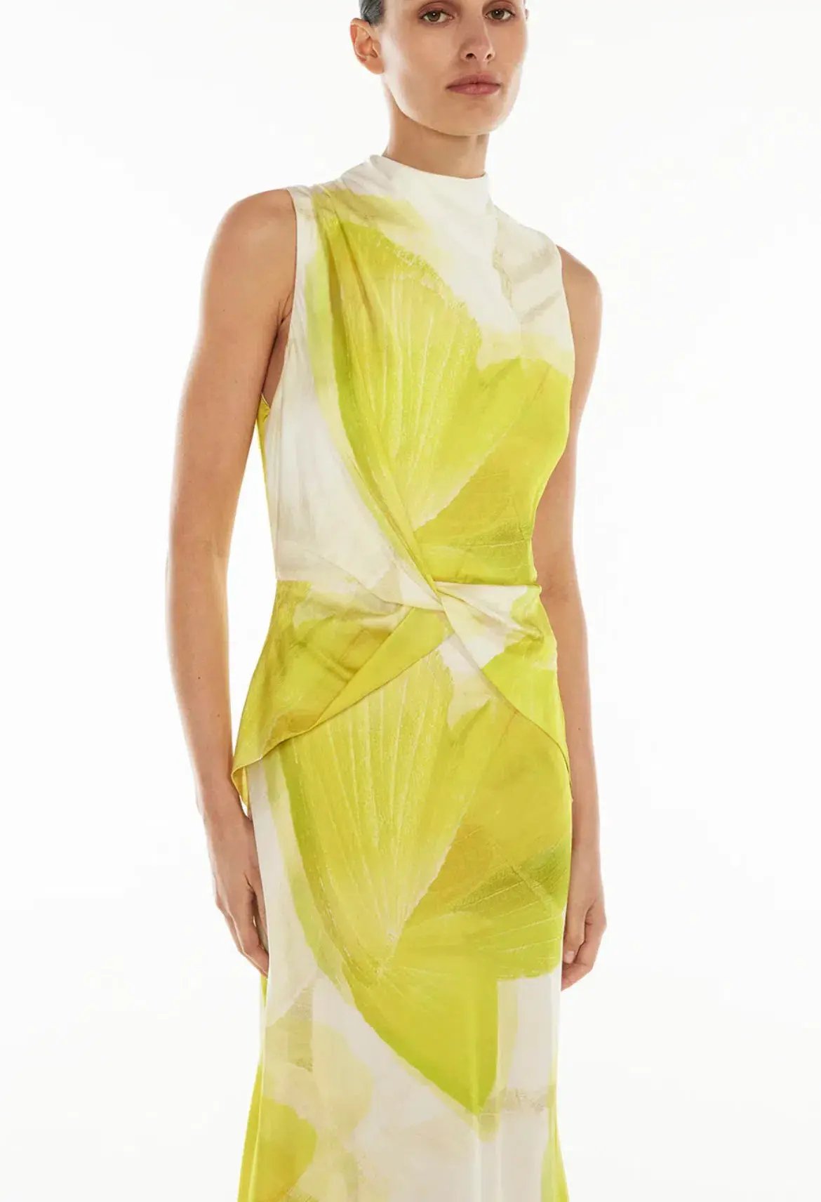 Manning Cartell Levitating Butterflies Drape Midi Dress Yellow/White Print Size 12 photo 4