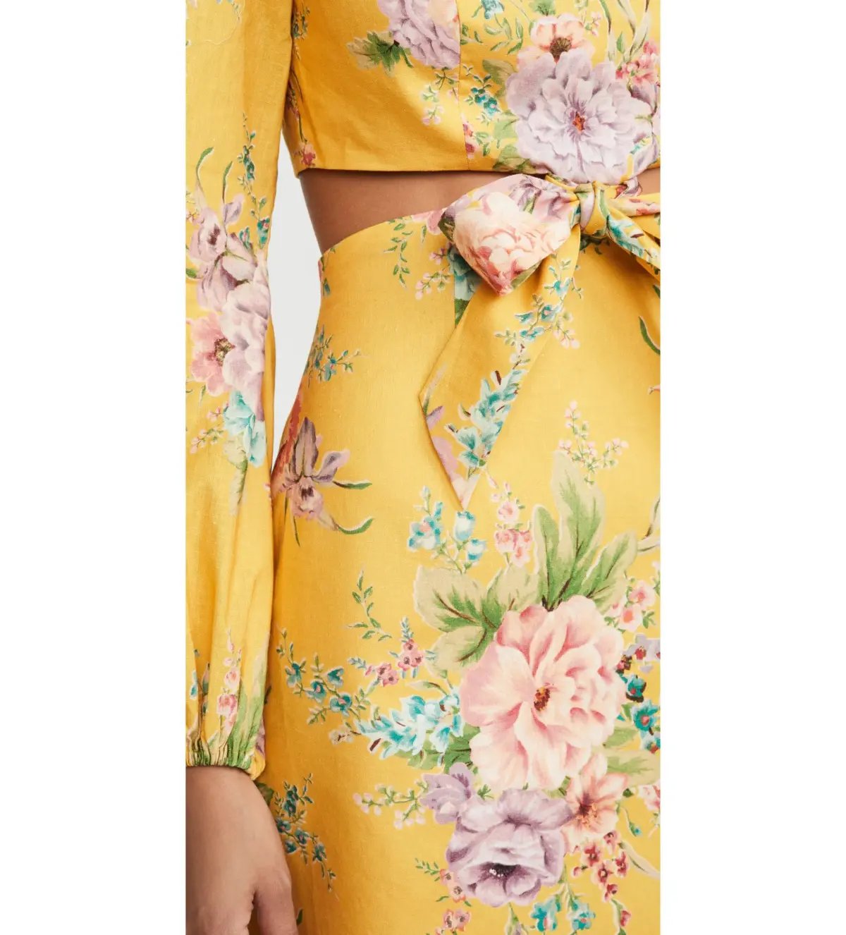 Zimmermann Zinnia Bow Cut Out Mini Dress Golden Floral Size 0/AU 8 photo 5
