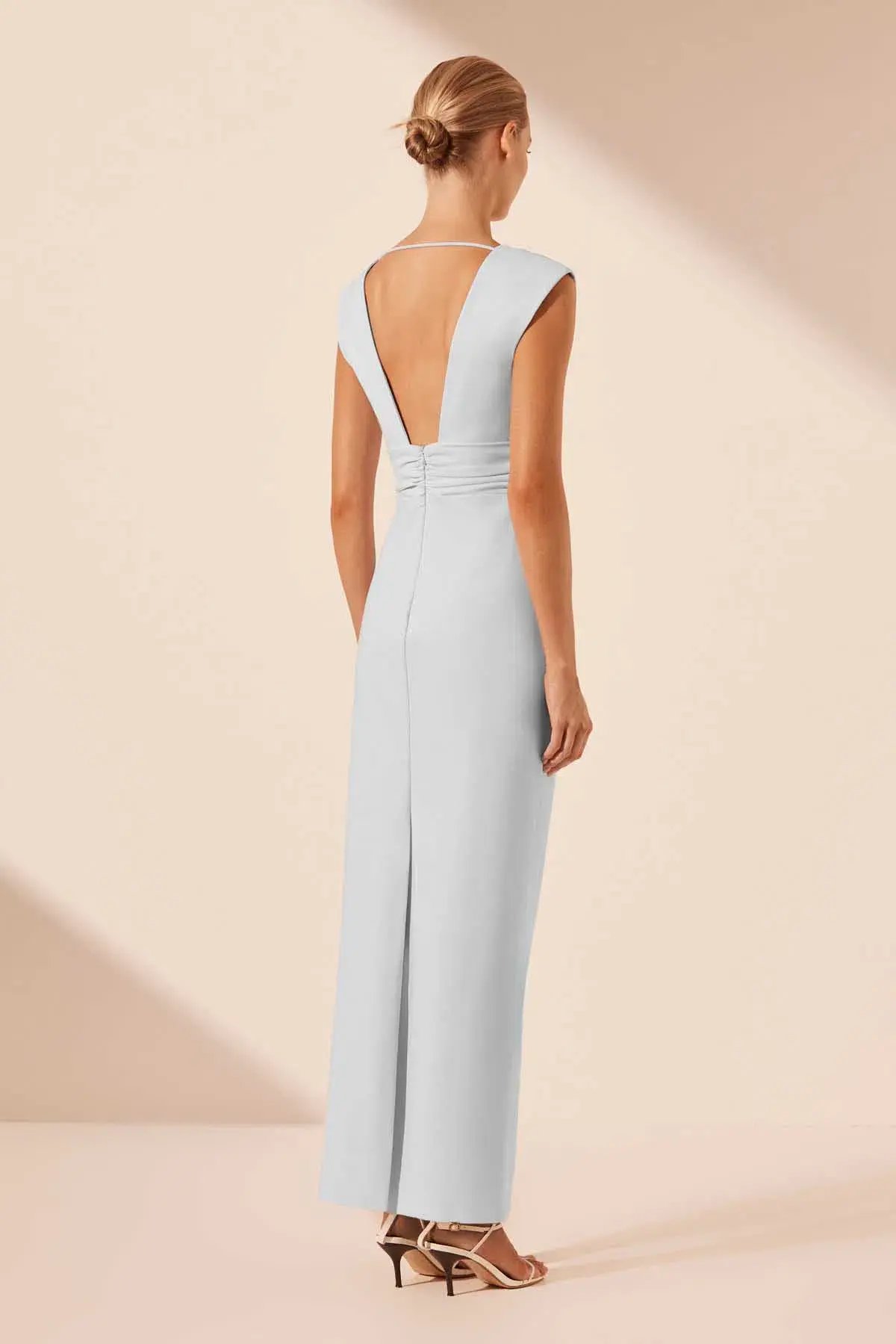 Shona Joy Lani Plunged Cut Out Maxi Dress Sky Ice Blue Size 12 photo 3