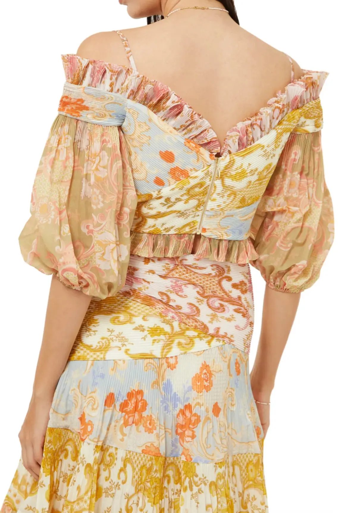 Zimmermann Postcard Pleated Fan Top size 2 Long Skirt Print Size 3 photo 3