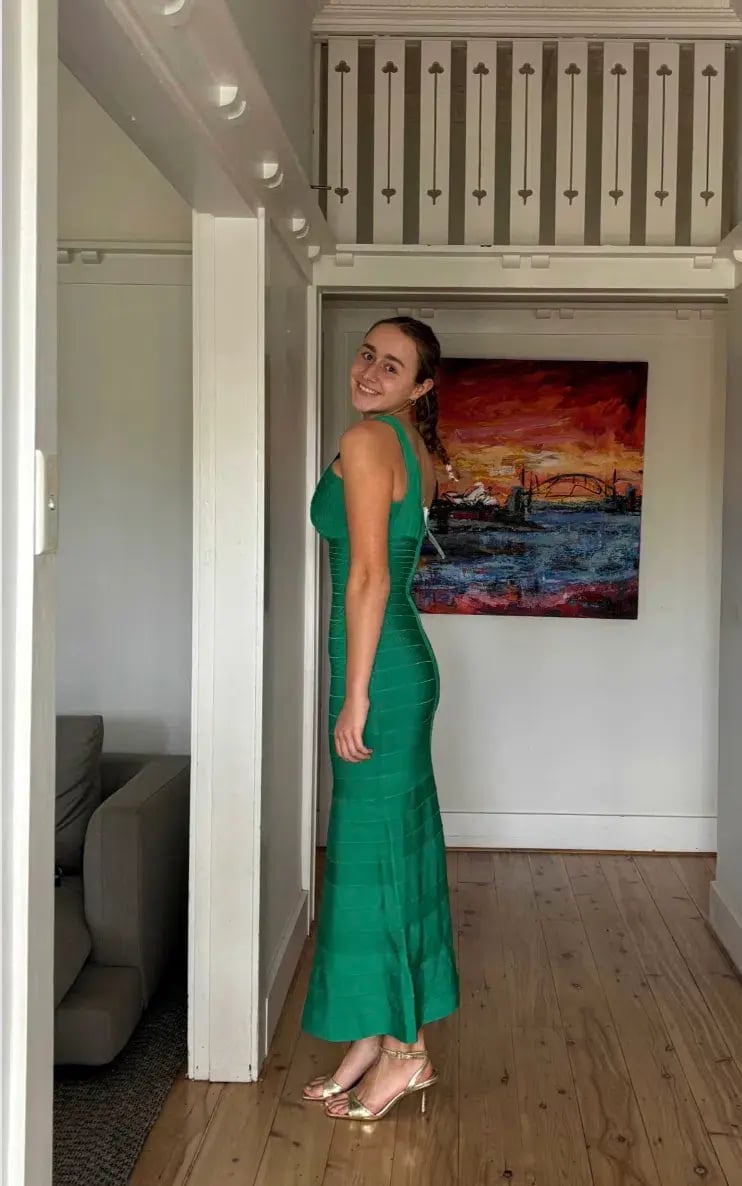 Hervé Léger One-Shoulder Asymmetric Emerald Dress Green Size Small / AU 8 photo 5