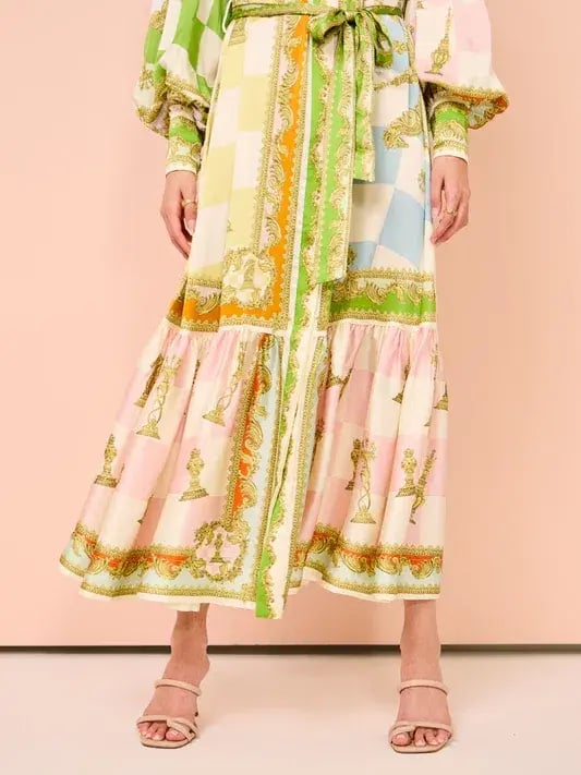 Alemais Checkmate Silk Midi Shirtdress Multi Size 12 photo 2