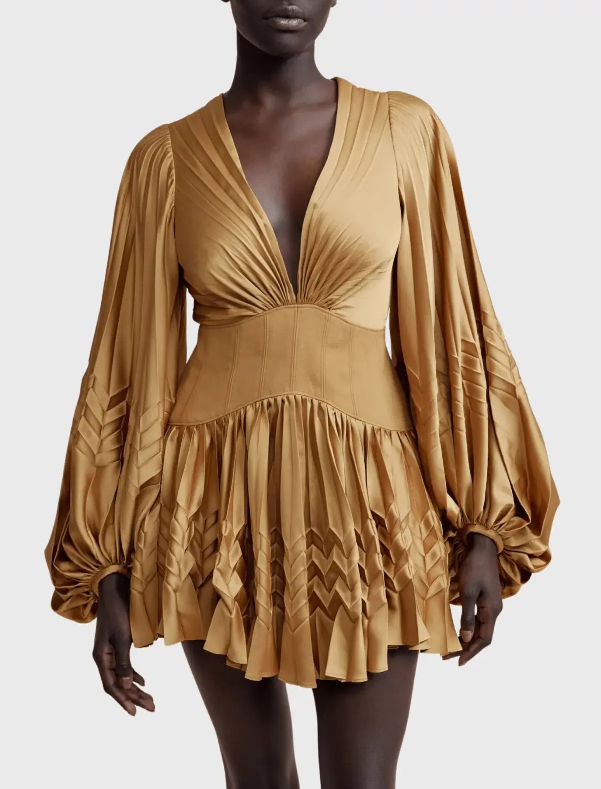 Acler Marion Flutter Sleeve Mini Dress in Caramel Size 8 photo 2