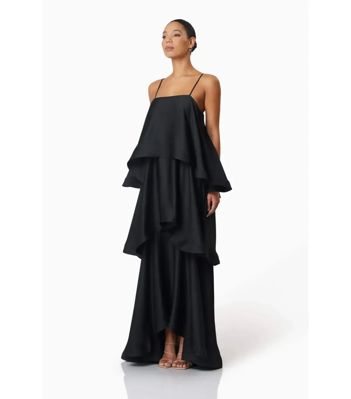 Elliatt Tilly Tiered Maxi Dress Black Size AU 10 photo 2