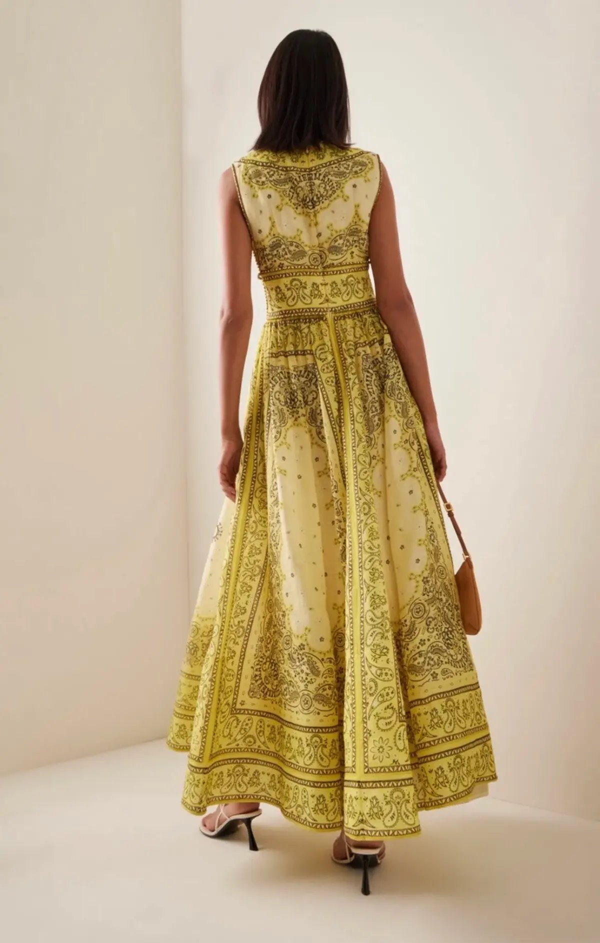 Zimmermann Matchmaker Bow Long Dress Yellow Bandana Size 8 photo 2