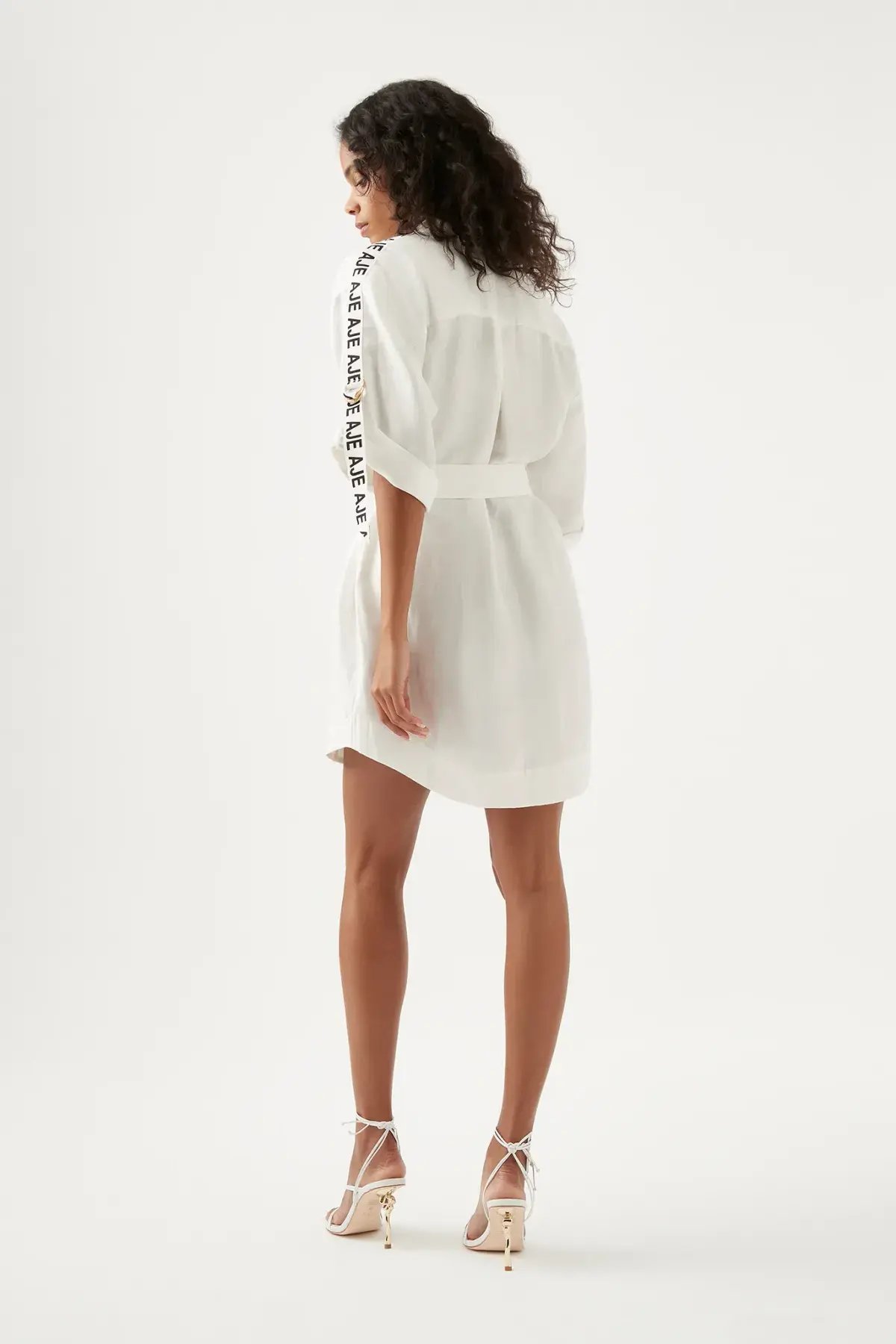 Aje Signal Logo Shirt Mini Dress White Size AU 10 photo 2