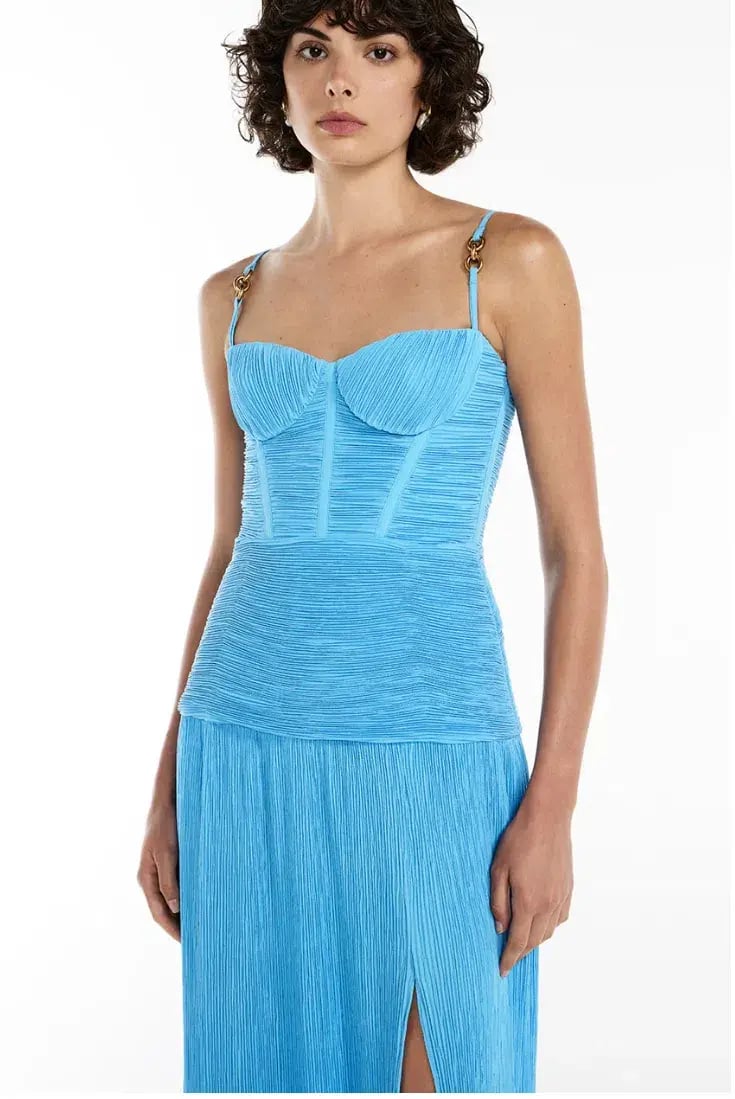 Manning Cartell Double Time Pleat Dress Cerulean Blue Size 10 photo 2