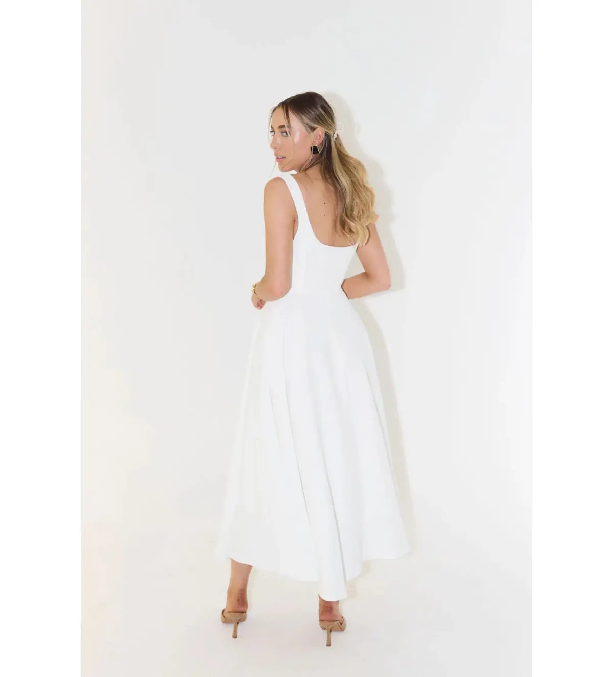 Odd Muse Ultimate Muse High Waist Square Neck Midi Dress White Size AU 10 photo 3