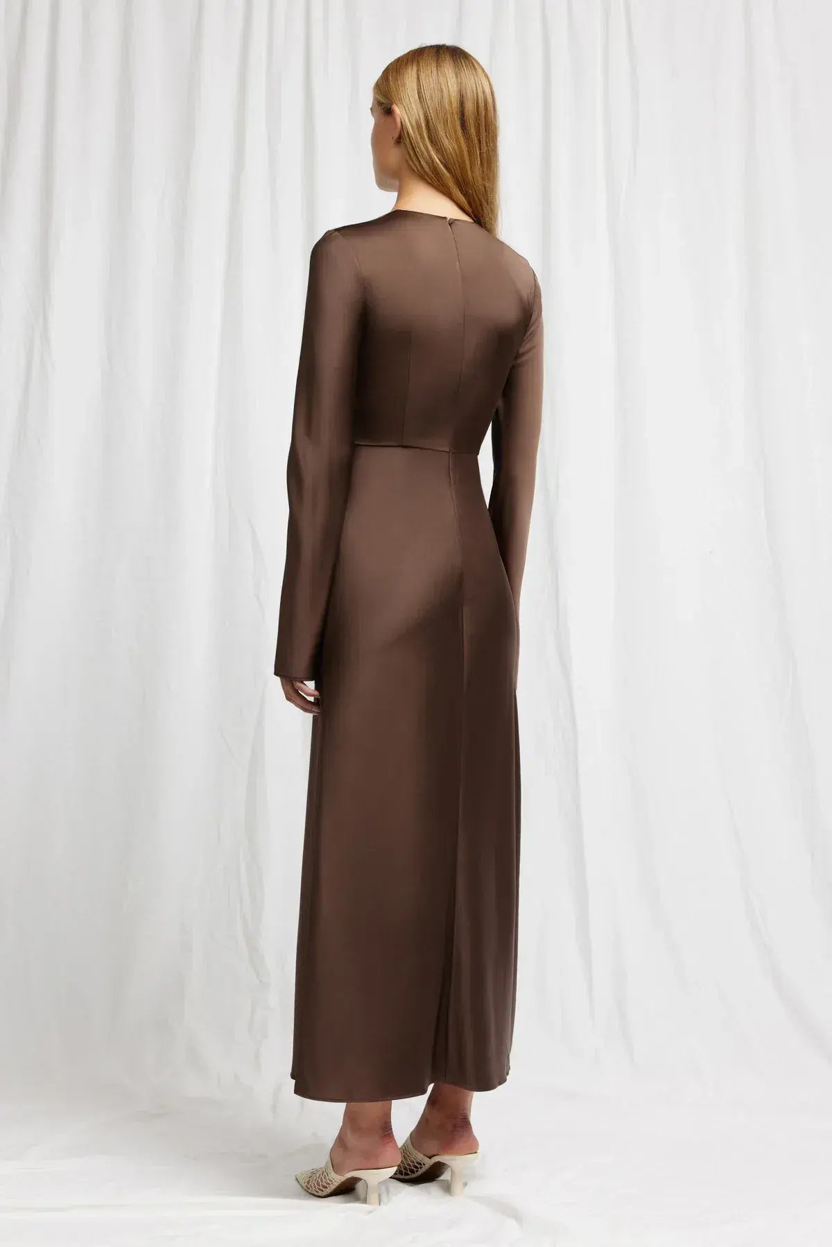 Significant Other Molly Satin Midi Dress Chocolate Size 12 photo 3