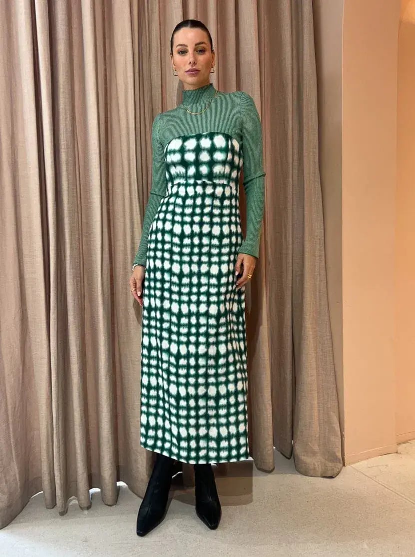 Roame Perez Dress in Emerald Shibori Print Midi Dress Green Print Size 2/AU 10 photo 3