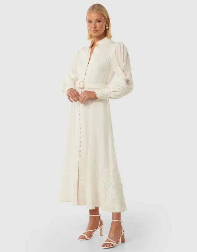 Forever New Allegra Lace Detail Dress Maxi Ivory Size AU 12 photo 3