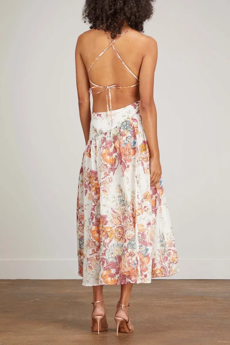 Zimmerman Pattie Asymmetric Dress in Cream Floral size 0/Au 8 photo 2