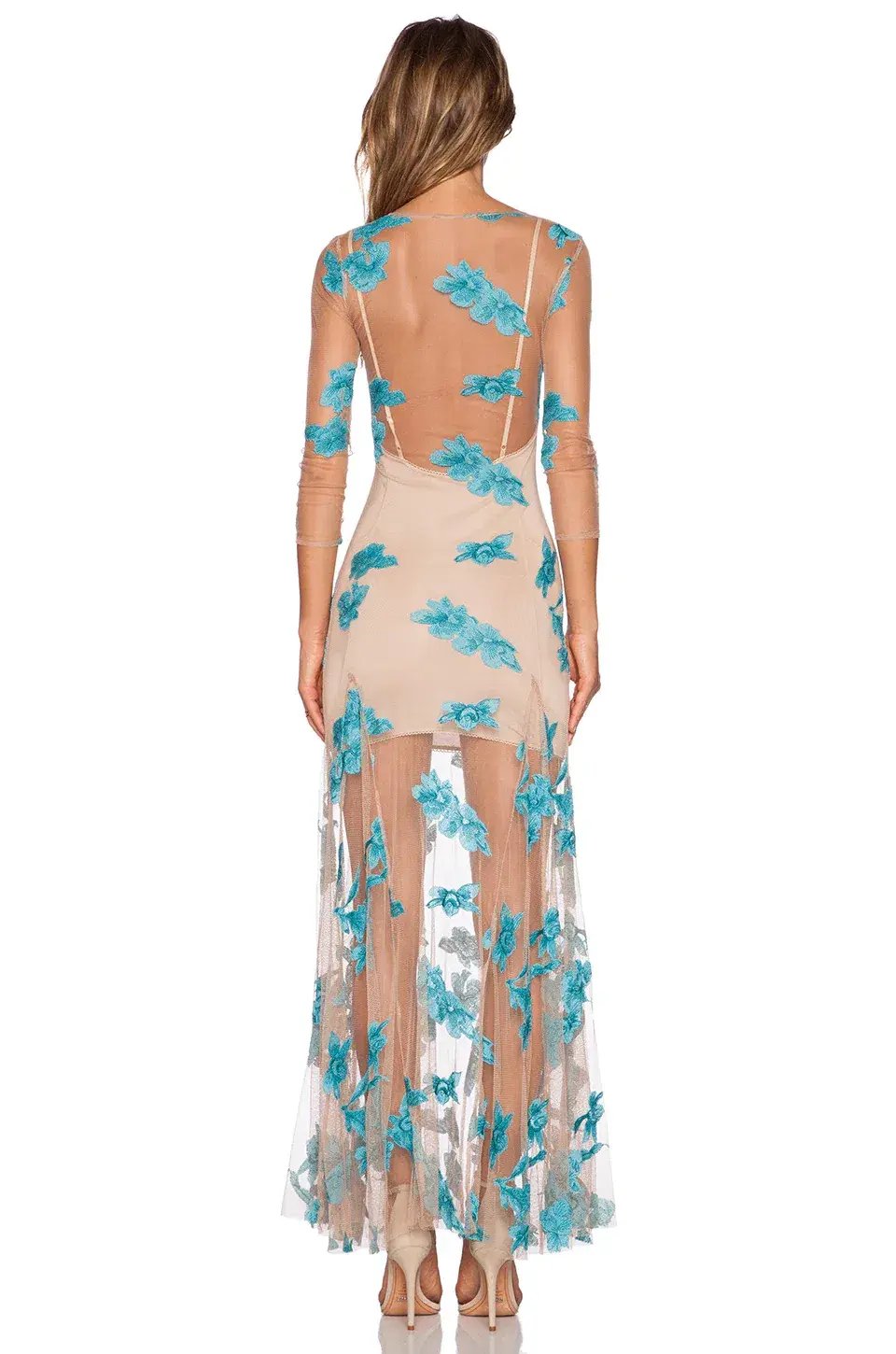 For Love and Lemons Orchid Sheer Maxi Dress Nude Size 8 photo 4