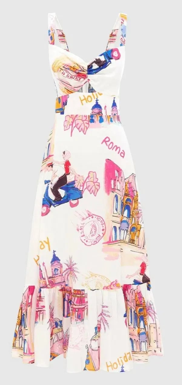 Leo Lin Lexi Ruched Bust Midi Dress in Fiesta Print Size 12 photo 6