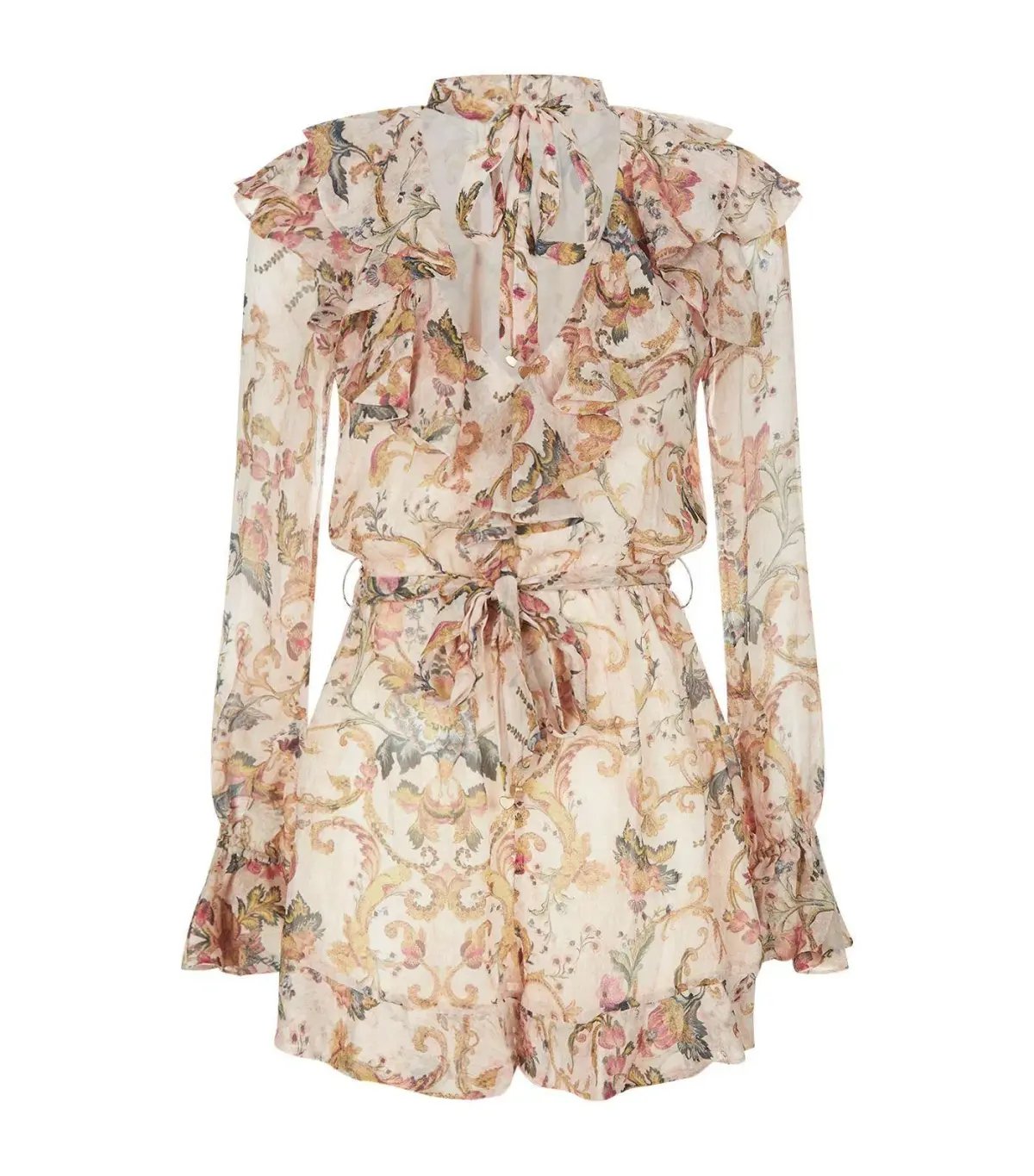 Zimmermann Painted Heart Cascade Playsuit Peach Tapestry Size 1 / AU 10 photo 4