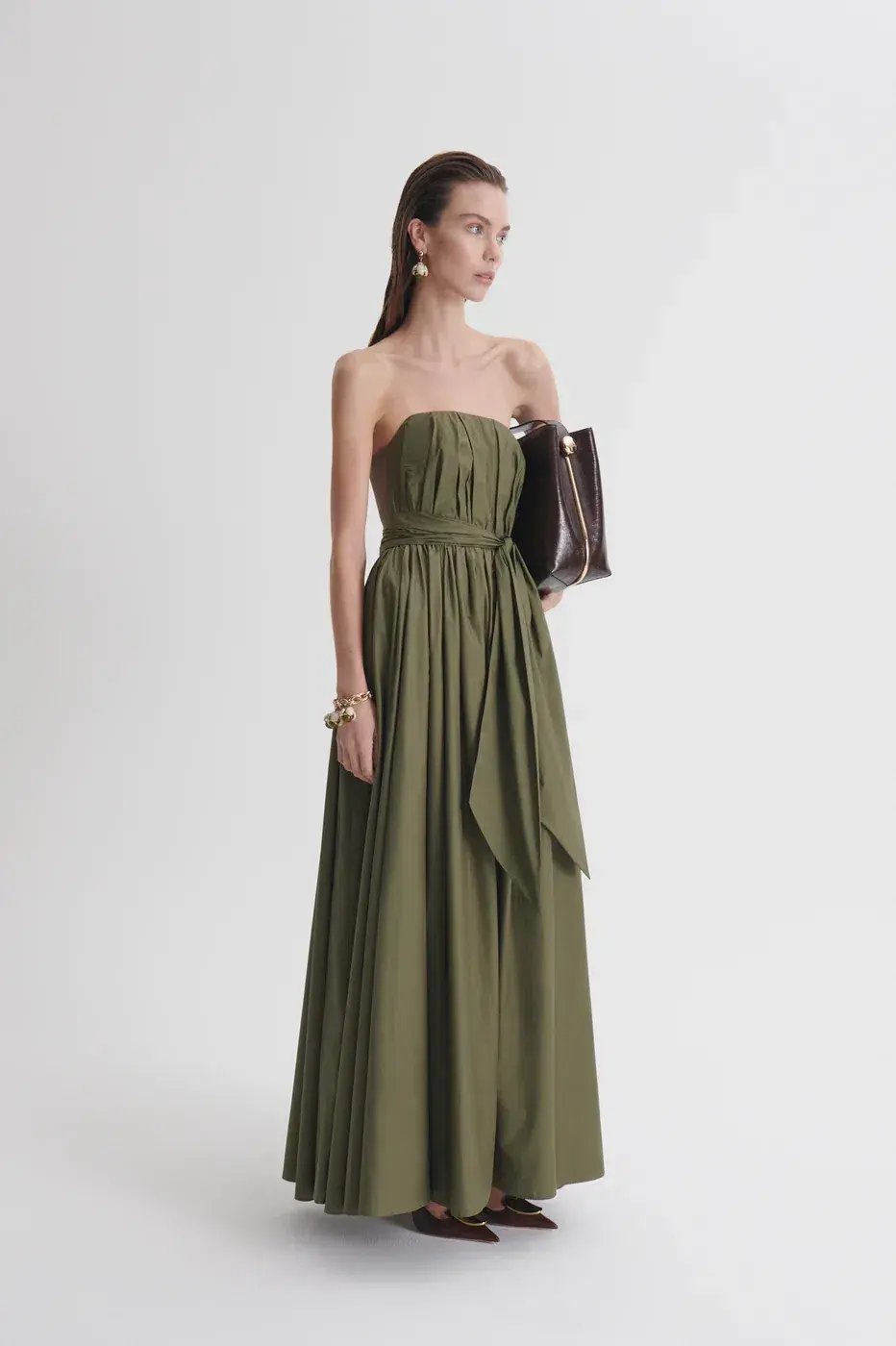 Scanlan Theodore Parachute Crepe Gown Green photo 3