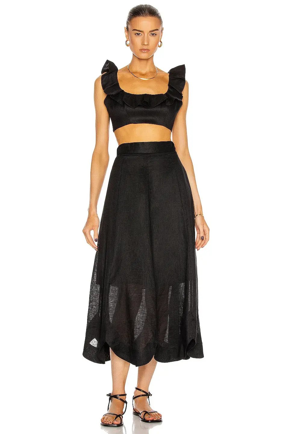 Zimmermann Riders Frill Neck Cropped Top Black Size 6 photo 5