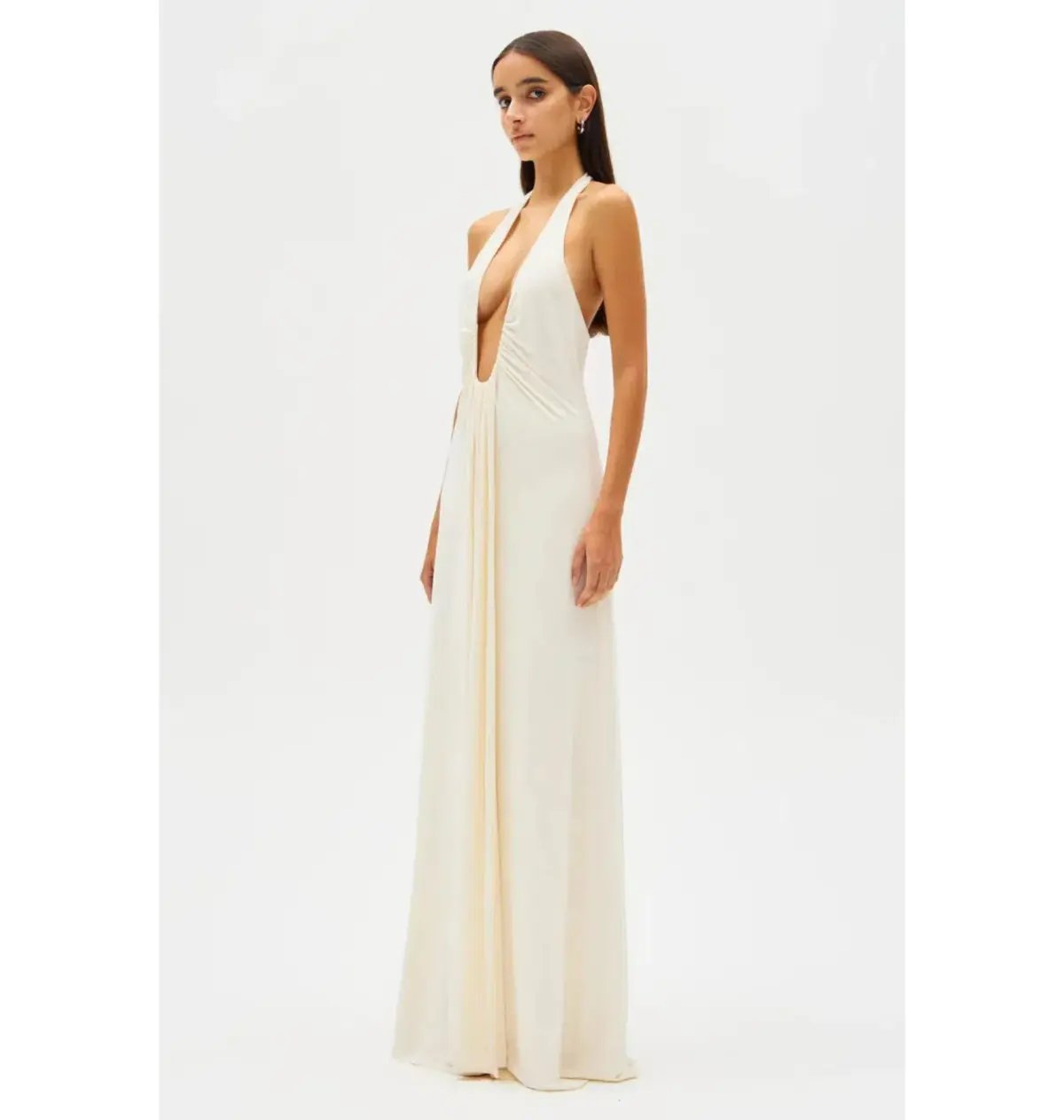 MISHA Jennifer Cupro Maxi Dress in Ivory Size 10/M photo 3