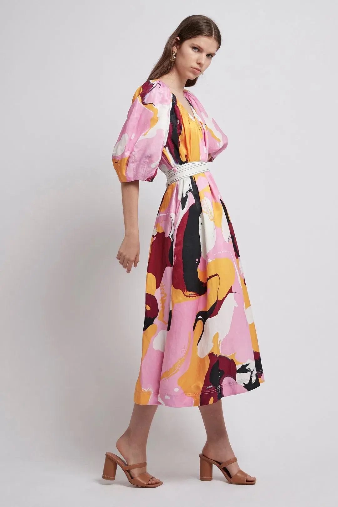 Aje Psychedelia Smock Dress Midi Dress Print Size 6 photo 2