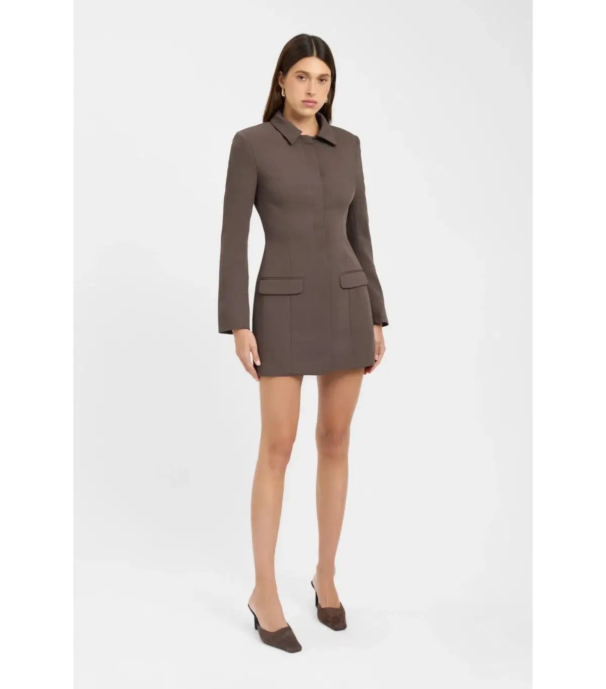 Kookai Oyster Suit Mini Dress Brown Size AU 8 photo 2