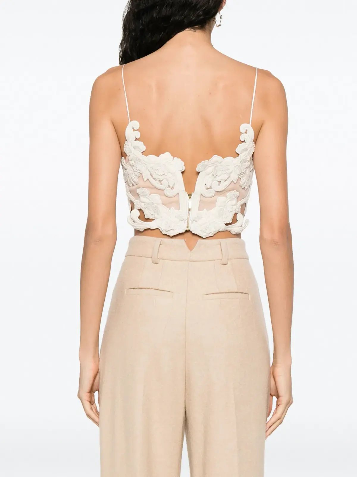 Zimmermann Sensory Velvet Lace Bodice Macadamia Size 0P / AU 6P photo 3