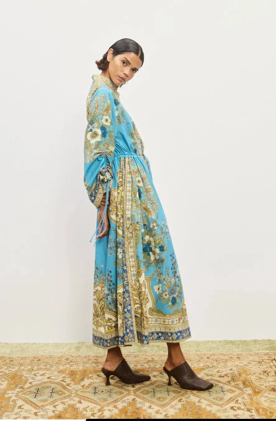 Alemais Cassie Pool Midi Dress in Blue Coral Floral Size 10 photo 2