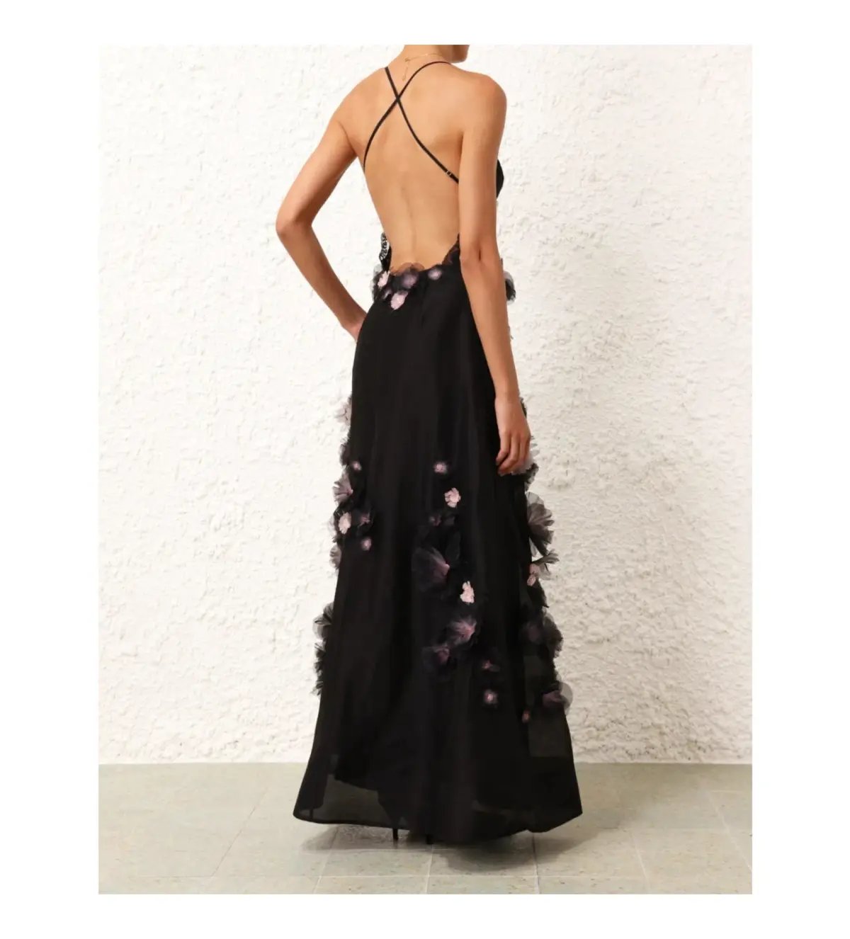 Zimmermann Matchmaker Daisy Slip Maxi Dress in Black Size AU 10 photo 3
