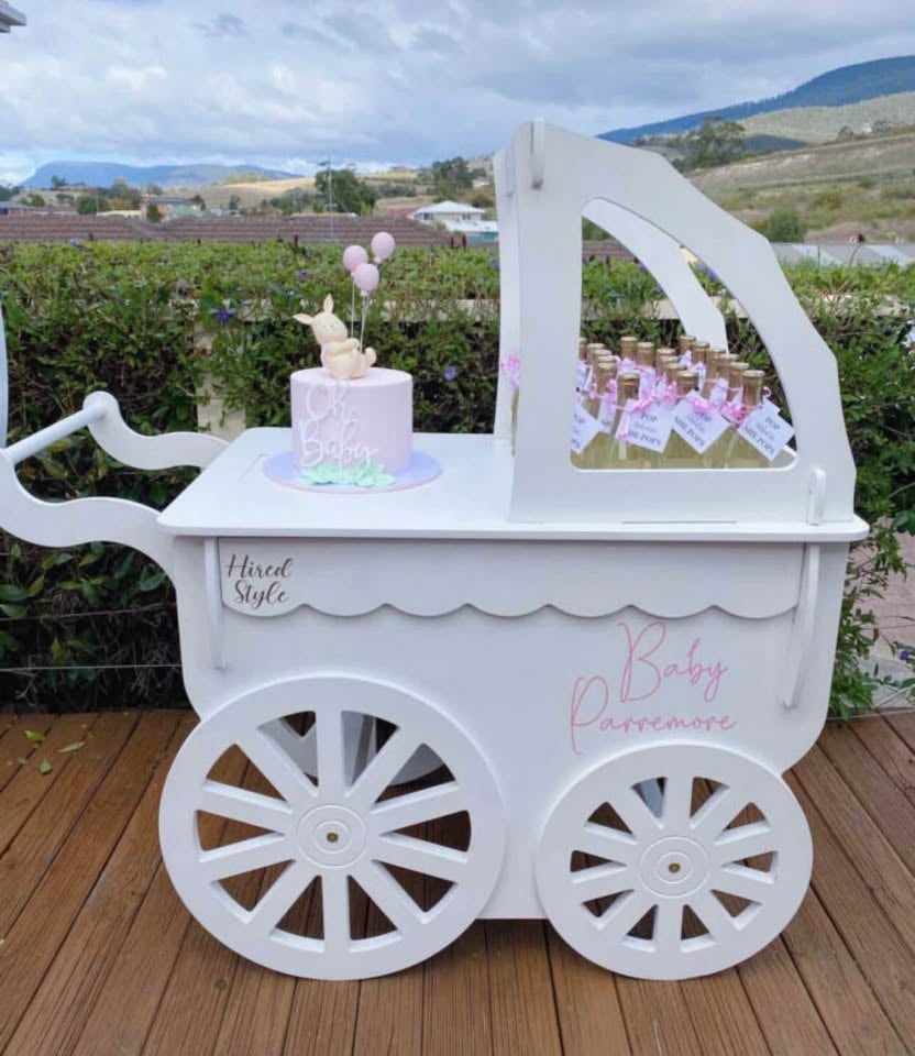 Pram Lolly cart baby shower hire photo 4