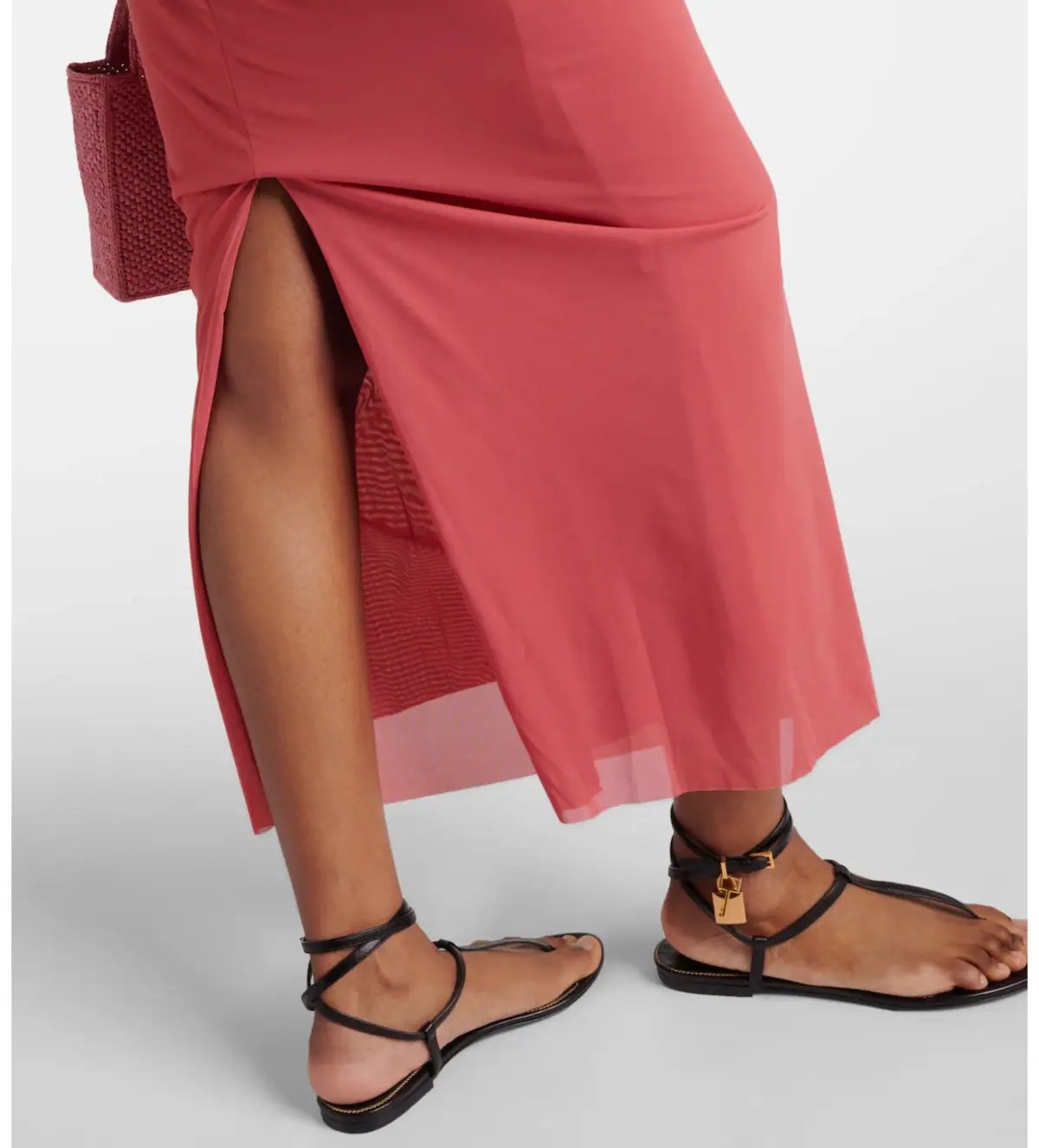 Christopher Esber Molded Venus Cutout Mesh Maxi Dress in Cayenne/Rose Size AU 6 photo 10